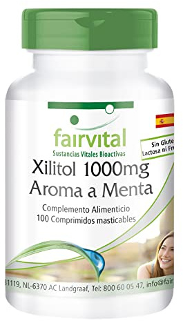 fairvital Xylit 1000mg Tabletten mit Minzaroma, 100 Kautabletten, HOCHDOSIERT, VEGAN