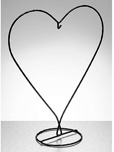 Sienna Glass Heart Shaped Display Stand – Black Metal Hanging Ornament Holder for Friendship Hearts, Glass Baubles, Suncatchers & Air Plants – 25cm Tall Wire Hanger Stand