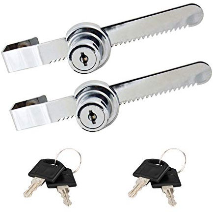 Verrou de porte coulissante en verre Verrou à cliquet avec finition chromée, DE Sécurité, avec clés identiques Showcase Display, Lot de 2