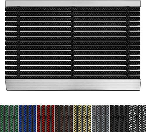 etm Fußmatte mit Aluminium Rahmen für außen | Elegante Alumatte mit robusten Bürsten wetterfest | 3 Größen (40 x 60 cm Schwarz)