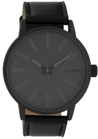 Oozoo Herrenuhr mit Lederband 45 MM Black/Dunkelgrau/Schwarz C10014