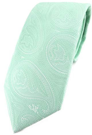 TigerTie Designer Krawatte in mint silberweiss Paisley gemustert