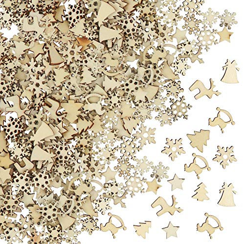 250 Stück Streudeko Weihnachten Streudeko Holz, Weihnachts Streudeko Holzstreuteile Weihnachten Schneeflocke Holz Streugut Mini Streudeko Schneeflocken Mini Holzsterne Kleine Holzsterne zum Basteln