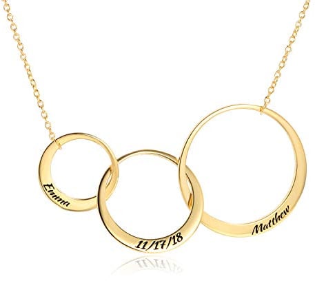 LONAGO Custom Name Halskette, 18K Gold Plated Personalisierte Halskette mit jeder Name Geschenke zum Geburtstag Jubiläum Hochzeit Mutter Frau Tochter Mädchen Freundin Damen Ihr