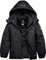 GEMYSE Jungen Skijacke Winter Wasserdicht Winddicht mit Kapuze Outdoor Regenjacke Fleecejacke (Schwarz,140-146)