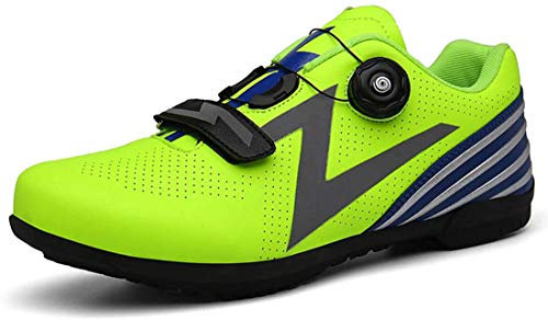 Bike Shoes Cycling Shoes Breathable Unisex Outdoor Sports Mountain Bike Lock-Free Bicycle Shoes Road Racing Shoes (11,Green)