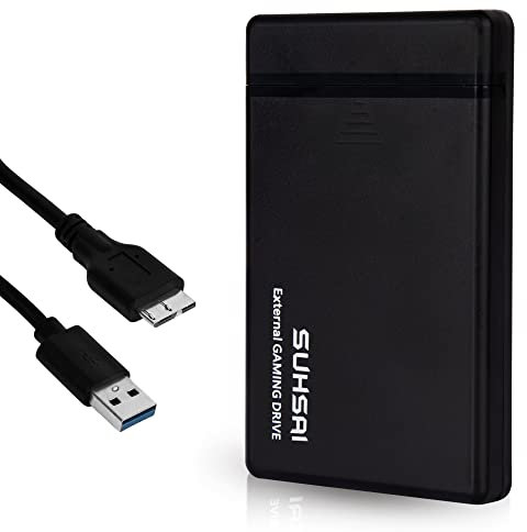 SUHSAI Disco rigido da gioco portatile con cavo USB 3.0 – 2,5 Storage e Backup Hard Disk esterno Ultra Slim HDD compatibile con console di gioco, PS4, PS5, Xbox, Xbox One Storage (1TB, nero)