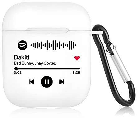 Personalisierte Airpods Hülle 2&1 mit Eigener Musik Spotify Code Bedrucken Silikon Stoßfest Tragbar Airpods Case Schutzhülle Geschenk Freund Frauen Mann Geburtstag Weihnachten Valentinstag