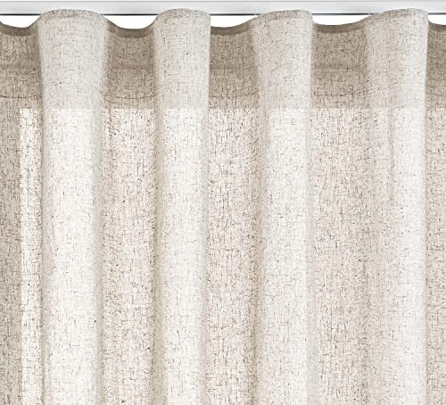 STORESDECO Tende per Interni Effetto Lino | Tende per Camera da letto, Soggiorno, Salotto |Tenda Écru 200 cm x 300 cm |Tende Moderne con Nastro 300 cm altezza