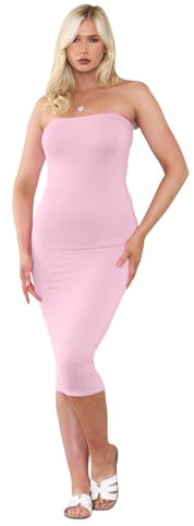 Hamishkane Damen Bandeau-Kleid, trägerlos, Stretch, lang, figurbetont, Midi-Kleid, Schwarz, 32-42