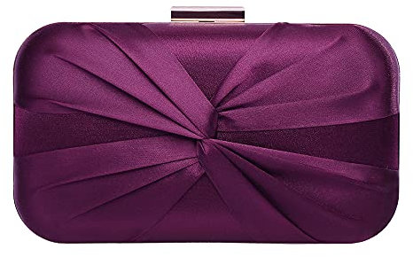 Mulian LilY Clutch-Geldbörse für Damen, plissiert, Satin, Hochzeit, Braut, Clutch, Abschlussball, Party, Violett, 7.8x4.7x2.0