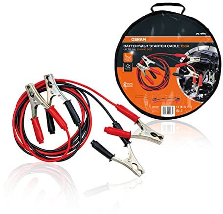 OSRAM STARTER CABLE 150A, Cavi di avviamento per motori a benzina, 6/12, OSC060, Cavo di collegamento per motori ≤1,6L, Cavo di alluminio rivestito in rame, 2,5m