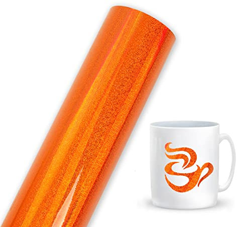 Prime Vinyl Orange Holographic Glitter Vinyl Roll, Permanent Vinyl for Cricut, 12 x 6ft 1 Roll/Pack, Holographic Rainbow Sparkle Adhesive Craft Vinyl for Silhouette Cameo for Crafts, Decal, Signs