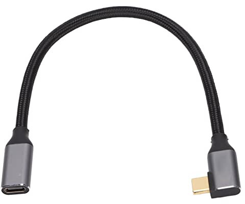 Right Angle USB C Extension Cable, 90 Degree USB-C 3.1 Gen 2 10Gbps Male to Female USB C 4K Video Extender Cord For Mobile Phones, Tablets, Notebooks(25CM)