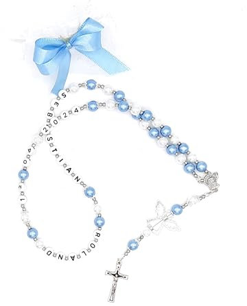 Rosenkranz mit Namen personalisiert Taufe Kommunion Konfirmation Geschenk