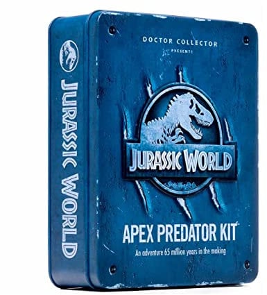 Doctor Collector Jurassic World Apex Predator Kit, Edición de Colección Oficial con Accesorios exclusivos en Caja de Metal