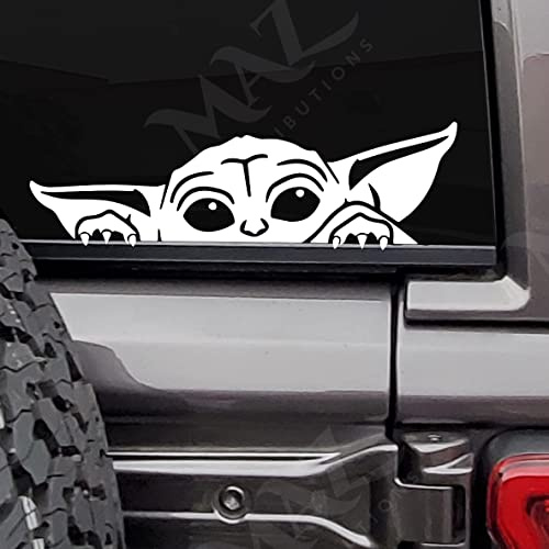 Bambino On Board Sticker per Auto Peeking Baby Yoda Decal Grogu Divertente Sticker | 7 pollici | Auto SUV Camion Furgoni Pareti Laptop Decal Adesivi In Vinile | MAZ-439