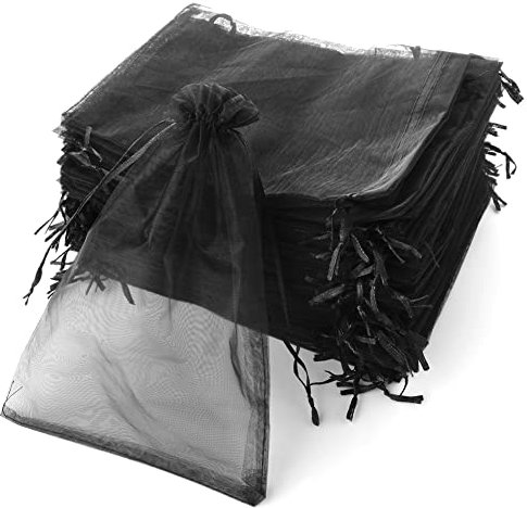 YFZYT Organzasäckchen 50 Stück, Organzabeutel Organza Beutel 30x40CM mit Satin-Kordelzug Geschenk Säckli Schmuckbeutel für Weihnachtsfest Party und Hochzeit Groß Größe Verpackung(Schwarz)