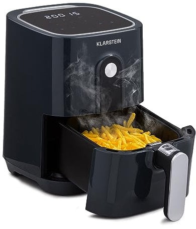 Klarstein Friggitrice ad Aria, Air Fryer 1400W, Friggitrice ad Aria Calda, Forno ad Aria con Pannello Touch, Friggitrice Elettrica 8 Programmi, Temperatura Regolabile, Timer, Friggitrice Aria 2.8L
