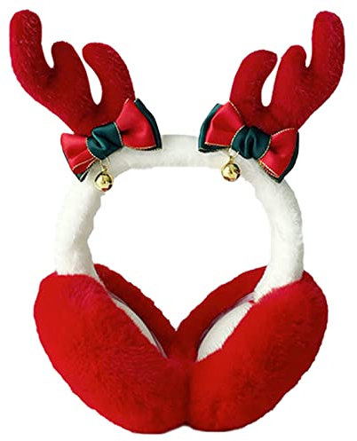 IHCEMIH Cache-oreilles pour Femme Accessoires d'Hiver Moelleux Peluche Pliable Thermique pour l'Extérieur Ski Course Oreilles Protection Contre le Vent Froid Cadeau Tendance pour Filles Femmes Rouge