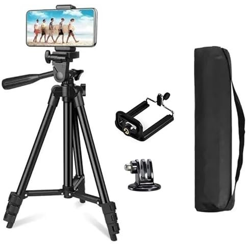 micros2u Lightweight Aluminium Tripod (34 to 102cm) 360. Compatible with Action Cameras, Gopro, Mobile Phones, iPhones and Cameras