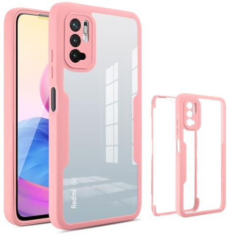 betterfon 360 Grad Hülle Kompatibel mit Xiaomi Redmi Note 10 5G | Handyhülle mit eingebautem Displayschutz für Redmi Note 10 5G | Rosa