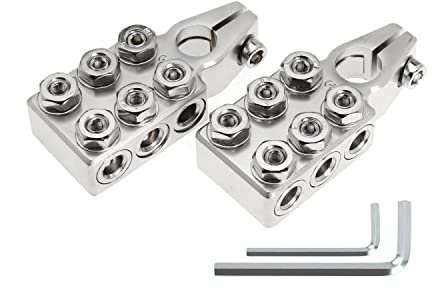 6x1/0 AWG Battery Post Terminal Connector 0 Gauge 12 Way Battery Terminal Clamps Replacement for Tapered Top Post
