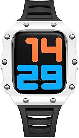 BUDAY Lusso Caso Modifica Kit per Apple Watch Band Mod Kit 45mm 44mm Fibra di Carbonio Ceramica per Serie Iwatch 8 7 6 5 4 SE 41mm 40mm, 41MM, agata