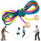 Springseil für Mehrspieler, 5 Meter Seilspringen Kinder, Springseil Lang Mehrspringer Kinder mit Hölzerne Kugelgriff, Gruppen Springseil für Kinder und Erwachsene