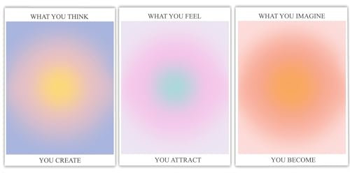 LOZULO Aura Poster Set Leinwand Bilder, Wandbilder Wohnzimmer Schlafzimmer Deko Bild, Wanddeko Pictures Aesthetic Room Decor Posters Bilderset A4, ohne Rahmen