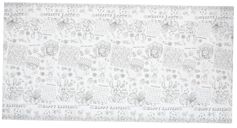 ABOOFAN Ausmaltischdecke Ostern Papiertischdecke Rechteck 137x274cm Ostermotiv mit Hasen und Eiern Selbstgemacht Tischdeko für Kinder und Familie Einweg Tischdecke Papier