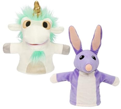 Bluey Unicorse & Bob Bilby Handpuppe Plüsch, 2 Stück, 20,3–22,9 cm, weicher Deluxe-Stoff, gestickte Details, perfekt für Kleinkinderhände, fantasievolles Spielen, offizielles Bluey Spielzeug, exklusiv