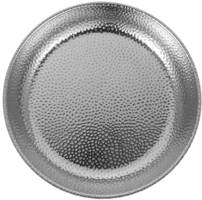 LIFKOME Piatto Da Portata Rotondo in Metallo in Acciaio Inossidabile Per Un Servizio Versatile Di Cibo Per Pasta Bistecca Frutta Motivo Martellato Elegante