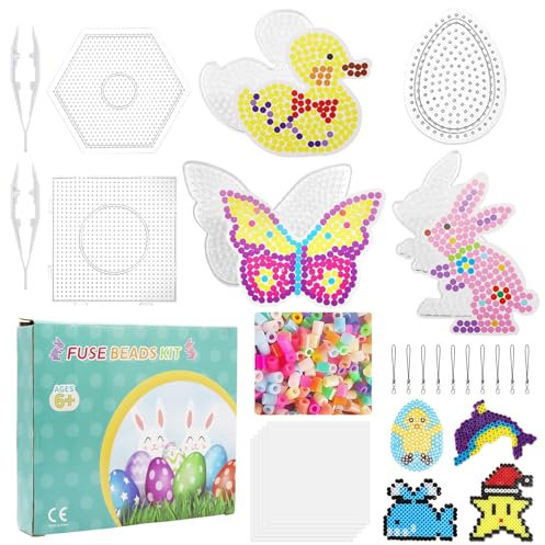 Giugio Bügelperlen Steckplatte, 8 Stück Stiftplatte für Bügelperlen, Bügelperlen Platten, Steckperlen Platte Set, Groß Bügelperlen Vorlagen, Transparente Steckplatten mit 1 Weiße Pinzette (B)