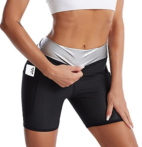 Short Sudation Femme,Femme Minceur Legging de Sudation de Sport Pantalon Fitness Pantacourt Yoga Short d'Entraînement en Néoprène Short de Sudation Femme Amincissante Minceur Court Sauna Taille Haute