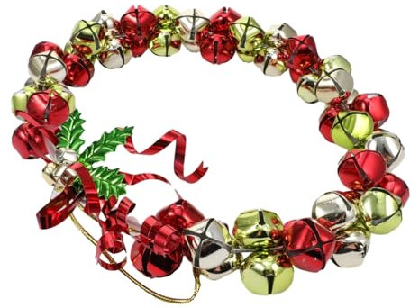 TOPPERFUN Metall Christbaumschmuck Türkranz Mit Glocken Bunter Weihnachtskranz Zum Aufhängen Dekorativer Tür Wandkranz Für Festliche Weihnachtsdekoration