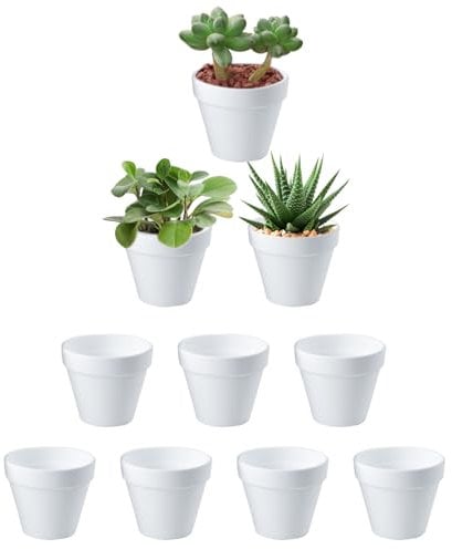 GESDYO 10 mini vasi da fiori bianchi anti ceramica, in plastica, infrangibili, per piante grasse e piante grasse (6 x 7 cm)
