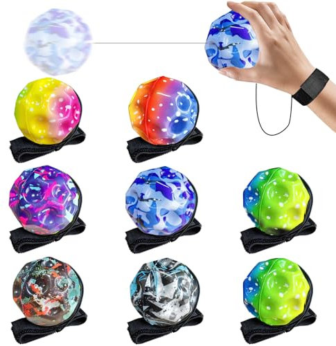 Wenosda 8 Stück Jumper Ball mit Bandagierung, Jump Moonball, Hohe Space Super High Bouncing Springen Spielzeug für Kinder Geeignet für Innen und Außen (Zufällige Farben,Camouflage & Bunt)