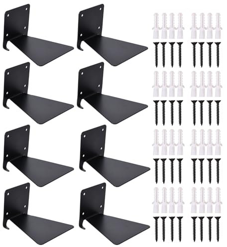 Mythosurge Mensole da Muro per Libri,8 Pezzi Mensola libri, Mensole invisibili per Camera da Letto e Soggiorno, Scaffali Galleggianti Robusti Ufficio, Cucina, Aula（Nero）