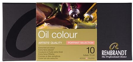 Rembrandt Estuche profesional de óleo Selección de retratos con 10 colores (tubos de 15 ml) | Colores al óleo de calidad artística