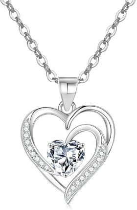 EXGOX Ketten für Damen, Kette Herz Damen Halskette 925 Sterling Silber Kette Herz für Frauen Halsketten Schmuck Herz Anhänger Halskette Damen Gold/Silber Geschenk für Damen