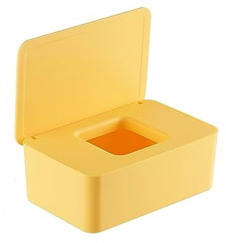DFHS46JK Tissue Box Cover Wet Tissue Box Desktop Wipes Paper Storage Box Dispenser Holder Household Plastic Dust-proof With Lid Tissue Box In Living Room(Yellow)