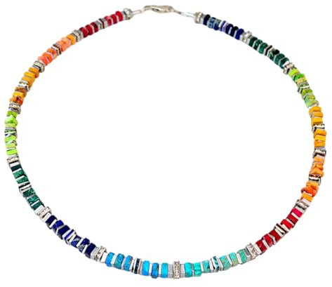 Halskette, Kette, Collier Armband Ohrringe Schmuck Set, Edelstein Impressions Jaspis, Quadrate Hämatit Strass mehrfarbig multicolor bunt