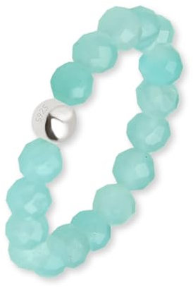 GD GOOD.designs Anti Stress Ring aus Amazonit Naturstein Perlen für Damen - Elastische Anxiety Rings - Fidget Ringe I Ringgröße 52-60