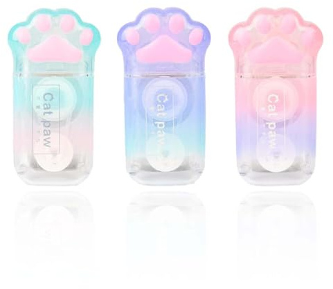 XUZOPIM 3 Pcs Ruban Correcteur, Chat Ruban Correcteur, Mini Rubans Correcteurs 5Mm X 6M, Kawaii Coloré Griffe De Chat, Rollers De Correction Pour Enfants, 3 Couleurs Fourniture Scolaire Kawaii