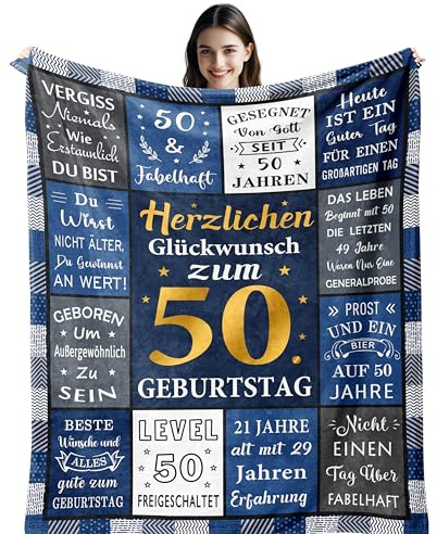 Vegas 50 Geburtstag Mann, Geschenke 50 Geburtstag Männer, 50 Jahre Geburtstag Mann, Deko 50. Geburtstag Männer Decke 150X130CM