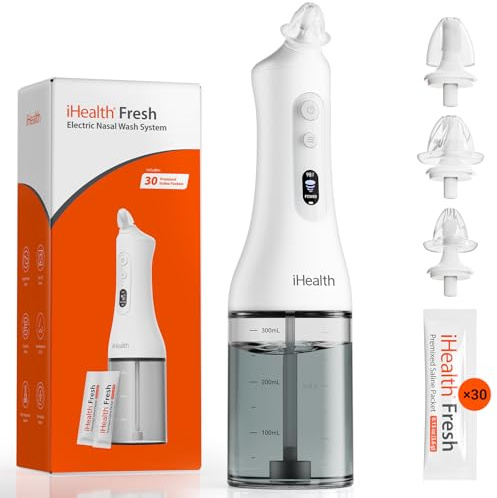 iHealth Electric Nasal Irrigation System, 400ml Tank, with 30 Saline Packs