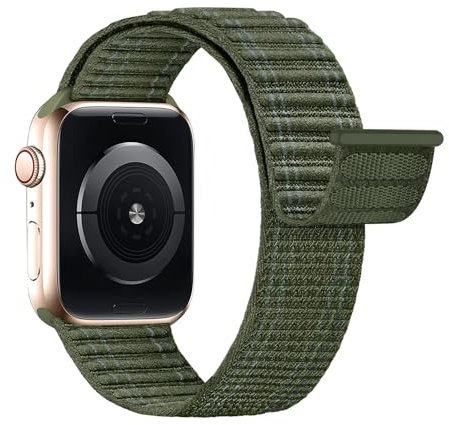 Lobnhot Nylon Sport Loop Kompatibel mit Apple Watch Armband 40mm 41mm 38mm 46mm 45mm 44mm 42mm Herren Damen, Verstellbarer Sport Armband Ersatz für iWatch Series 10 9 8 7 6 5 4 3 2 1 SE Grün
