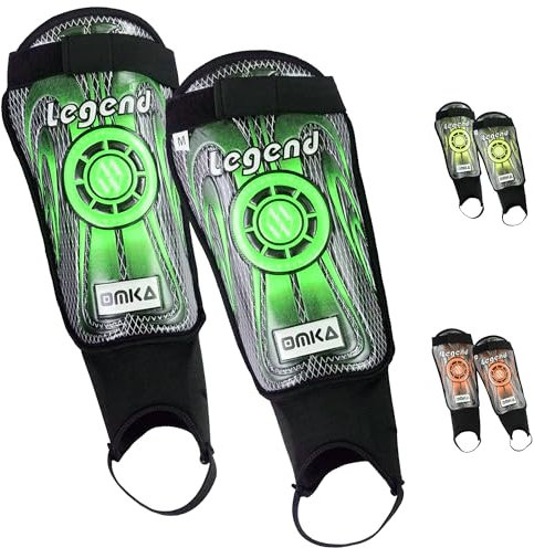 OMKA Legend Schienbeinschoner Schienbeinschützer Shin Guard Fußball Knöchelschutz (Grün, M)