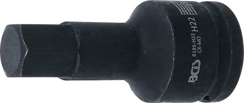 BGS 6185-H22 | Kraft-Bit-Einsatz | Länge 100 mm | Innensechskant 22 mm | Antrieb Innenvierkant 20 mm (3/4) | Chrom-Molybdän-Stahl | für Hand- und Schlagschrauberbetrieb | Arretierstift-Aufnahme